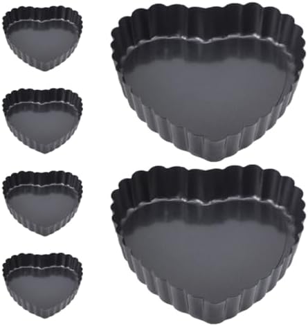 6pcs Heart Shaped Tart Pan Carbon Steel Nonstick Release
