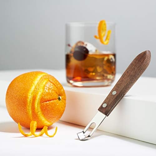 Viski Channel Knife, Citrus Zester and Orange Peeler Tool, Walnut Wood