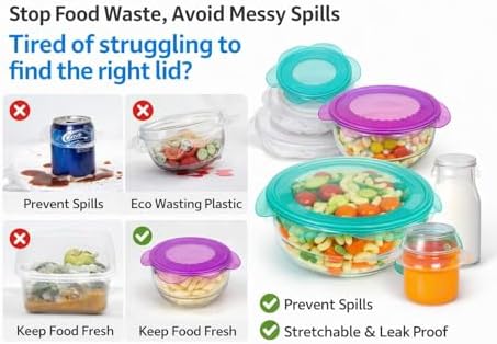6 Pack Reusable Silicone Stretch Lids