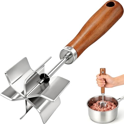 Stainless Steel Meat Masher: Ground Beef Chopper Hamburger Smasher