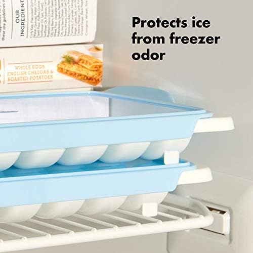OXO Good Grips Flexible Ice Cube Tray with Lid - 2 Pack, Blue & White