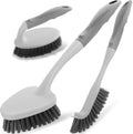 3 Pack Heavy Duty Scrub Brush Set with Scraper Head