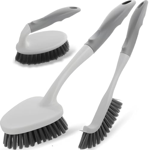 3 Pack Heavy Duty Scrub Brush Set with Scraper Head