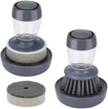 DAPOWER Dish Brush with Soap Dispenser, Grey, 2-Pack