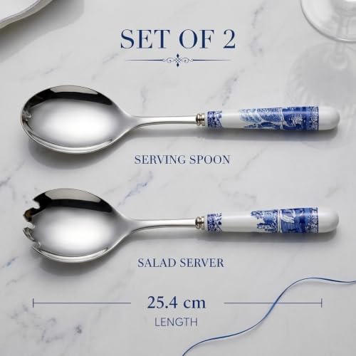 Spode – Blue Italian – Blue Italian Salad Servers – BlueWhite, Set of
