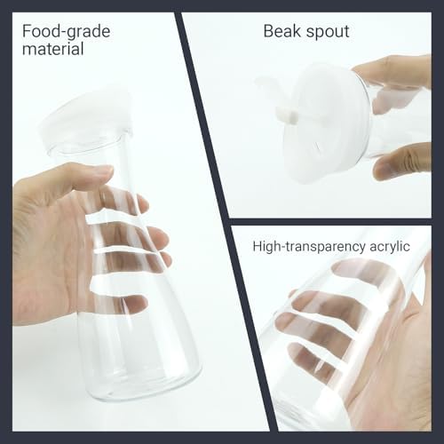 20 Oz Water Carafe with Flip Top Lid - Clear Plastic Pitcher for Iced