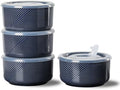 Ceramic Bowl with Lid, Microwave Safe - 20 oz Navy