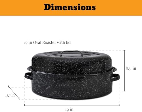 Granite Ware 19 inch oval roaster with Lid, V Rack included