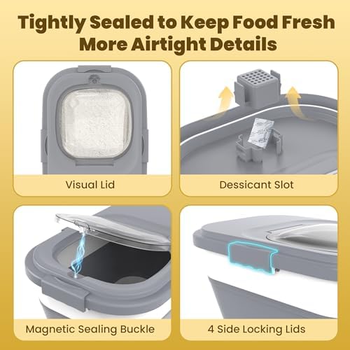 HOYTAMDA Collapsible Rice Container, 20-30 Lbs, with Wheels