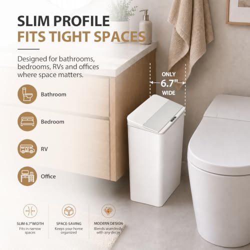 4 Gal Slim Motion Sensor Bathroom Trash Can