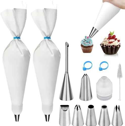 Reusable Piping Bags and Tips Set - 16inch Pastry Bags for Cake