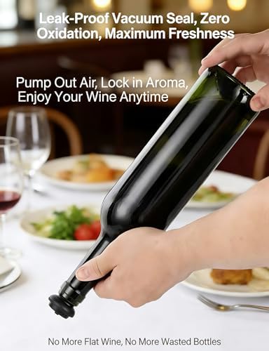 Vacuum Wine Saver Pump with 12 Reusable Bottle Stoppers | Manual Wine