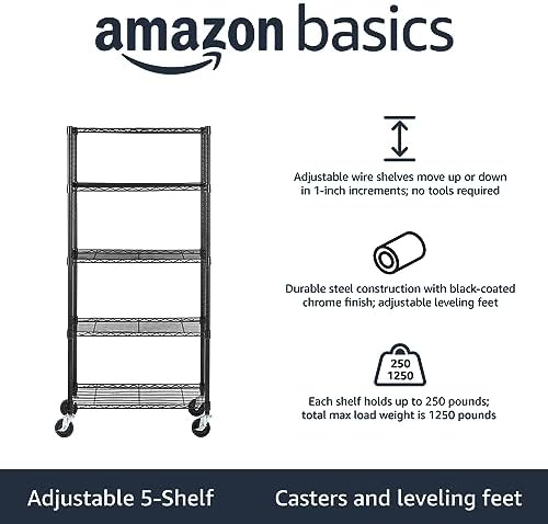 Amazon Basics 5-Shelf Garage Shelving Rack, 30" x 14" x 64.75"