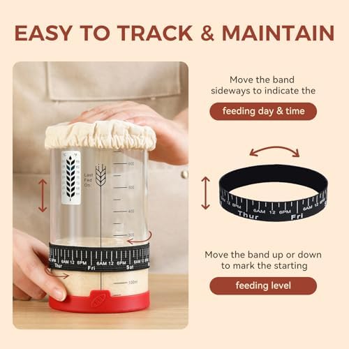 Sourdough Starter Jar Kit, 24 oz Wide Mouth Glass Jar