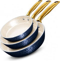 GOTHAM STEEL Hammered 3pc Ceramic Nonstick Frying Pans Set Titanium