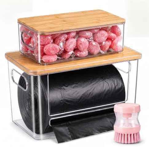 2-Pack Trash Bag Holder for Kitchen, Acrylic Trash Bag Dispenser