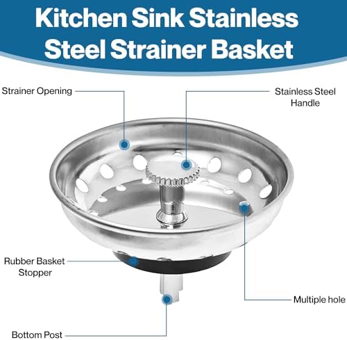 Kitchen Sink Drain Strainer 2 Pack of Stopper Combo Basket Replacement