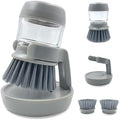 Soap Dispenser with Dish Brush and Storage Bracket, Gray