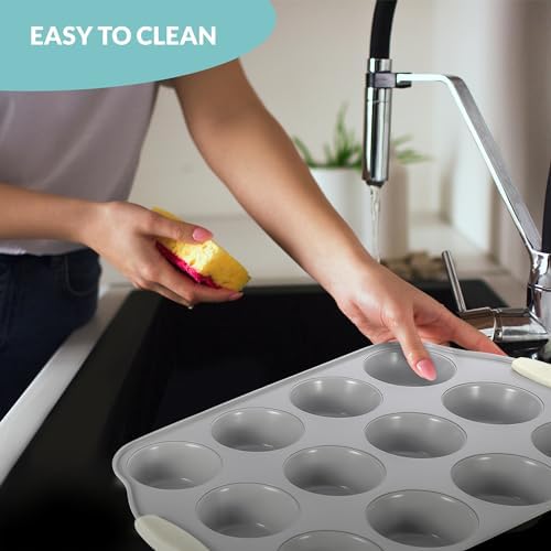 Boxiki Kitchen 12 Cups Ceramic Coated Muffin Pan for Baking - Durable