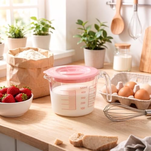 6 Pcs Glass Measuring Cups with Lids Set, 1-Cup, 2-Cup, 4-Cup