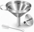 Stainless Steel Kitchen Funnel, 4.3-Inch Metal Funnel with Strainer