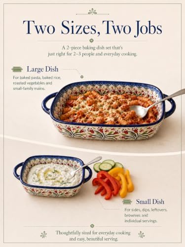 Hand-Painted Ceramic Baking Dish Set of 2