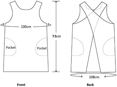 Cotton Linen Japanese Apron Halter Cross Back Bandage X Shape Aprons Two Pockets - Image 5