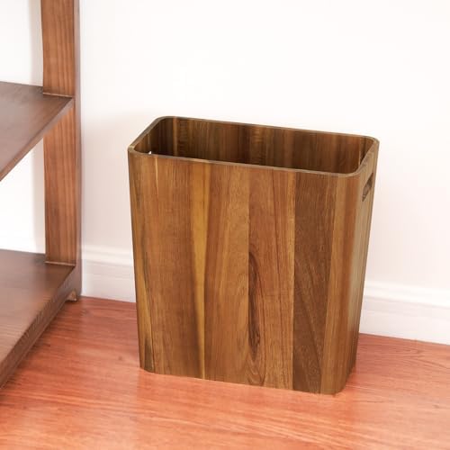LiTY 3 Gallons Solid Acacia Wood Wastebasket