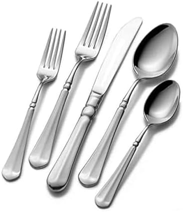 Mikasa French Countryside 65-Piece Flatware Set, Service for 12, 18/10 Stainless Steel Silverware Set with Hostess Serving Pieces, Dishwasher Safe