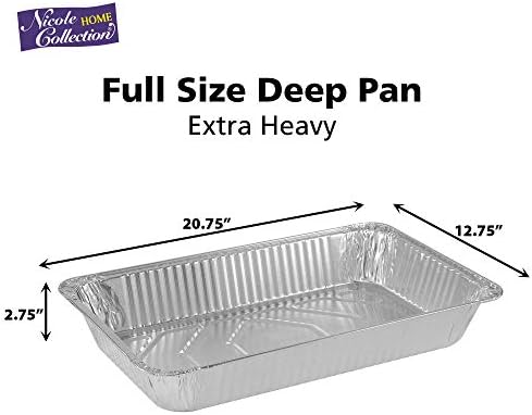 Aluminum Pans Full Size, Large Disposable Roasting & Baking Pan