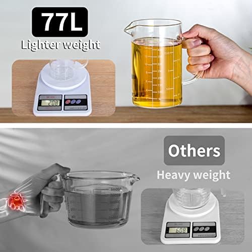 77L 2 Cup Glass Measuring Cup (0.5L), High Borosilicate Glass