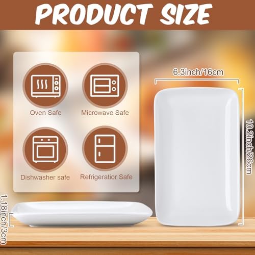 Irenare 12 Pcs 10 Inch Rectangular Salad Plates White Rectangular