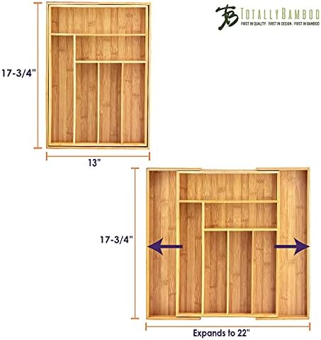 Totally Bamboo Kitchen Drawer Organizer, Expandable Silverware