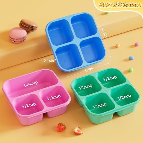 Canfanni 6 Pcs Snack Box Container Set, Reusable 3&4 Compartment Meal
