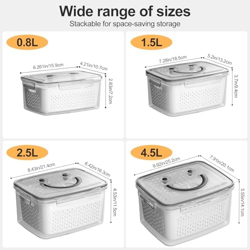 YudouTech 4 PCS Fruit Storage Containers with Removable Colander