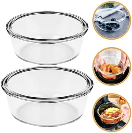 CALLARON 2pcs Glass Mixing Bowls for Baking and Air Fryer Use Xmas