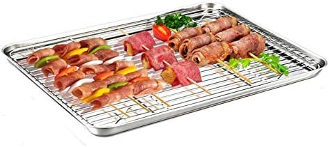 TeamFar Baking Sheet with Cooling Rack Set, 16 x 12 x 1 inch