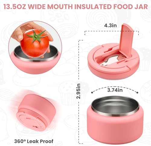 Itslife 13.5oz Vacuum Insulated Soup Thermo for Hot Food, Kids Lunch
