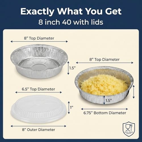 Mr Miracle Pack of 40 Disposable Aluminum Foil Pans with Clear Lids
