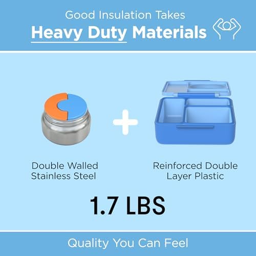 Omie OmieBox Kids Insulated Leakproof Bento Lunch Box with Food Jar