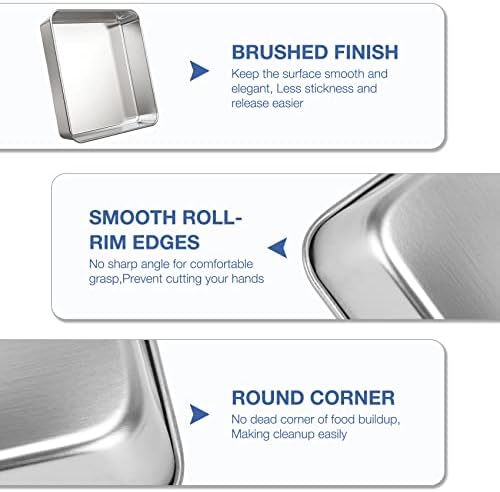 9 Inch Square Cake Pan Set of 2, Stainless Steel Baking Brownie Pan