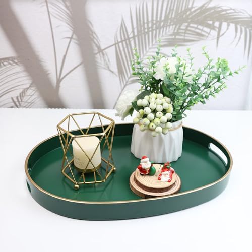 Spsyrine Dark Green Plastic Serving Tray for Ottoman, Coffee Table