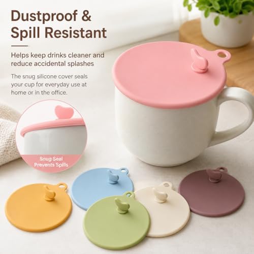 6 Pack Silicone Cup Lids with Straw Hole