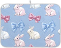 OTVEE Blue Bunny Art Dish Drying Mat for Kitchen Counter Absorbent