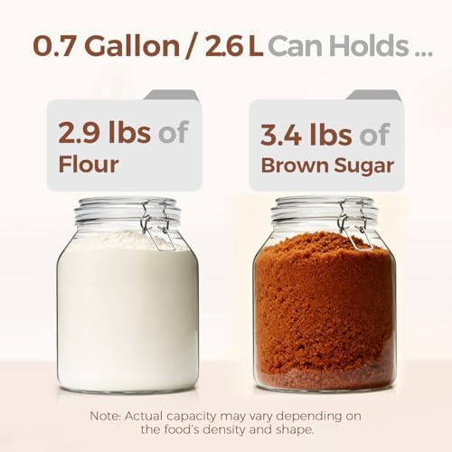 ComSaf Glass Pantry Jars with Airtight Lids 0.7 Gallon 2 Pack Wide