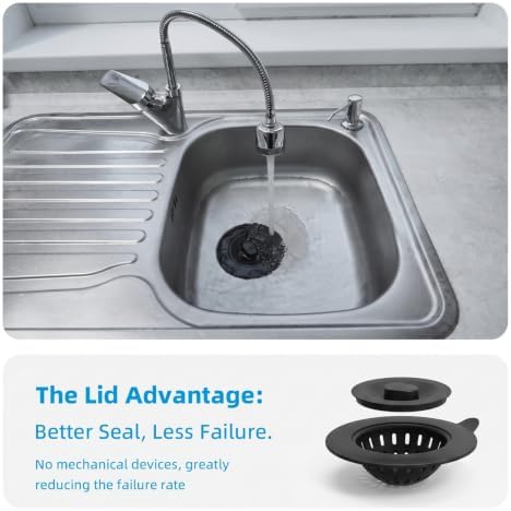 4 Pack Silicone Kitchen Sink Drain Catcher with Lid, 4.4" Top / 3"