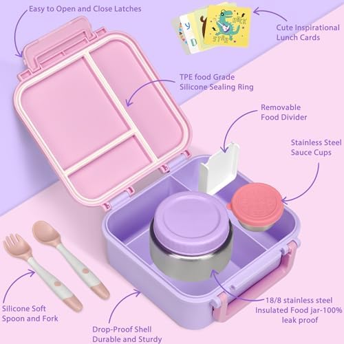 Kids Bento Lunch Box with 9oz Soup Thermo Leakproof Lunch Food