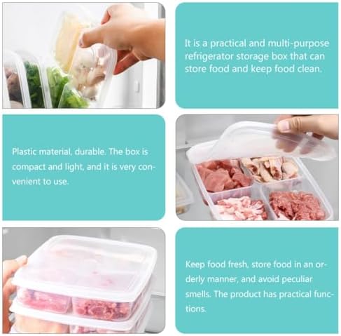Mikinona Divided Bin with Lids 2pcs Plastic Fridge Food Box Xmas
