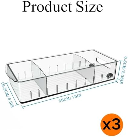 3 Pcs Refrigerator Drawer Organizer,Fridge Organizer Bins on Wheels