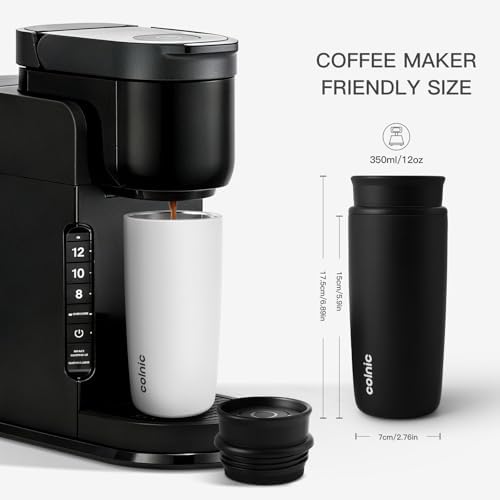 Travel Coffee Mug with 360°Lid, 12 oz Coffee Tumbler Insulated Travel